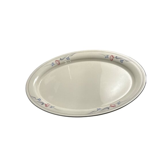 Lenox Chinastone Oval Platter Glories On Grey 14.5" Discontinued Made In USA - Picture 1 of 6